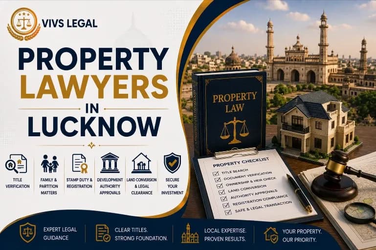 Property lawyer in Lucknow verifying title documents for a client