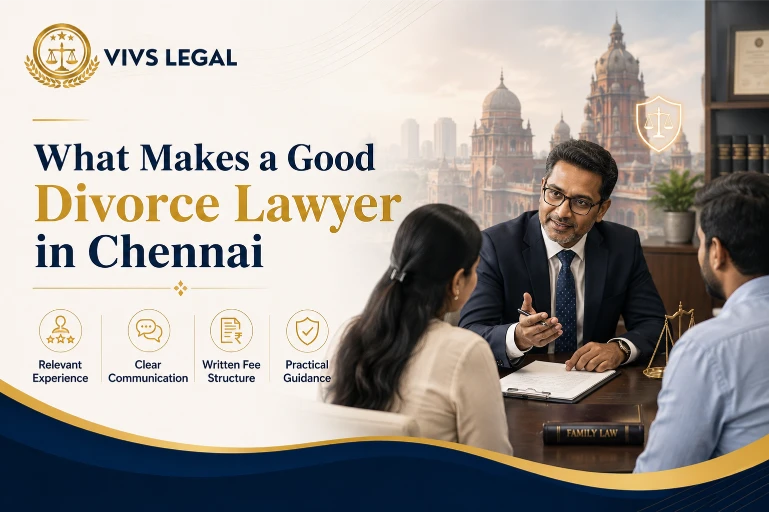 Divorce lawyer in Chennai consulting with a client on a family law case