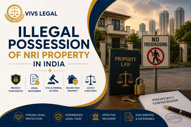 NRI property owner discussing illegal possession of their India property with a lawyer