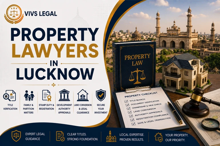 Property lawyer in Lucknow verifying title documents for a client