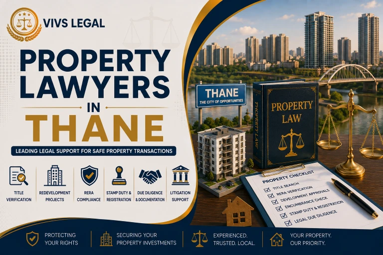 Property lawyer in Thane verifying title documents for a client